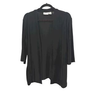 Chico's Travelers Black Cardigan Open Front Over Shirt Sz 2/M Flowy Whimsy Goth